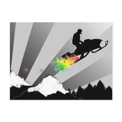 snowmobile. rainbow. post cards by asyrum