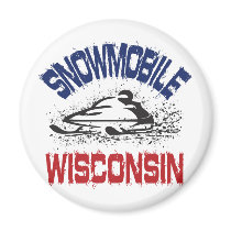 Snowmobile Wisconsin magnets by OutdoorObsessions Snowmobile Wisconsin magnets