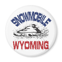 Snowmobile Wyoming magnets by OutdoorObsessions Snowmobile Wyoming magnets