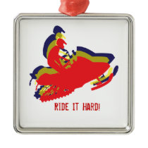 Snowmobiler/ Ride it Hard! Christmas Ornament