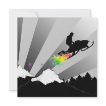 snowmobiling : rainbow powder trail personalized invitation