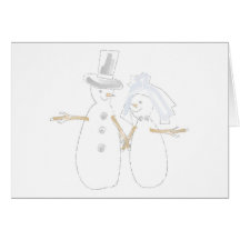 Snowpeople Bride and Groom Greeting Cards