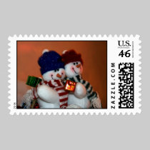 Snowpeople Holiday Postage Stamp stamps