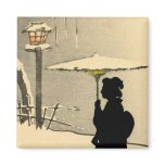 Snowscape and Japanese Geisha no.2 Magnet