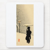Snowscape and Japanese Geisha no.2 Mousepad