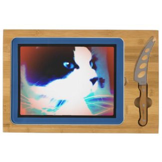 snowshoe cartoon like kitty rectangular cheeseboard