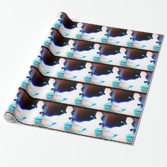 snowshoe cartoon like kitty wrapping paper
