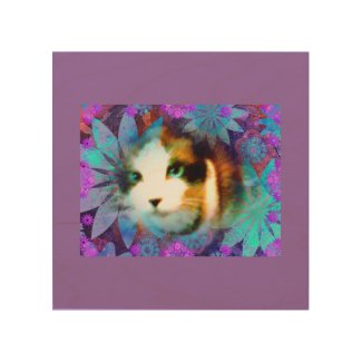 snowshoe field of flowers kitty wood wall art