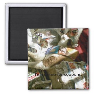 snowshoe I'm cuckoo for coupons kitty 2 Inch Square Magnet
