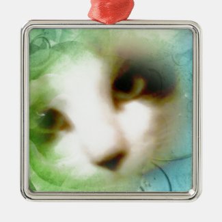 snowshoe natures colors kitty square metal christmas ornament