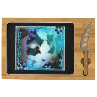 snowshoe raccoon markings kitty rectangular cheeseboard