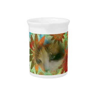 snowshoe sixties flower child kitty drink pitcher