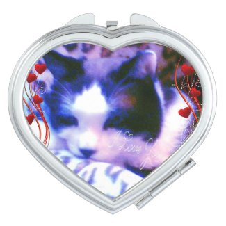 snowshoe Valentines I love you Kitty Compact Mirrors