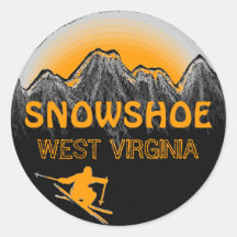 Snowshoe West Virginia orange ski stickers
