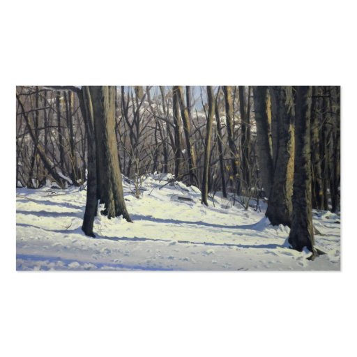 Snowy Afternoon Oil Landscape Painting Business Card Template (back side)