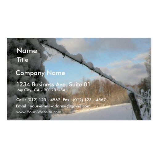 Snowy Barbwire Fence Business Cards