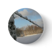 Snowy Barbwire Fence Pinback Buttons