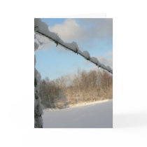 Snowy Barbwire Fence Greeting Card