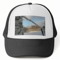 Snowy Barbwire Fence Trucker Hat