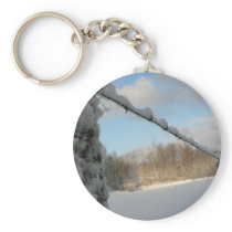 Snowy Barbwire Fence Key Chains