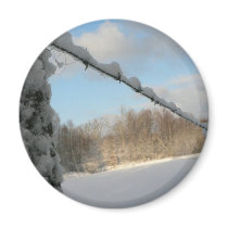 Snowy Barbwire Fence Magnet