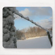 Snowy Barbwire Fence Mouse Pad