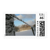 Snowy Barbwire Fence Postage
