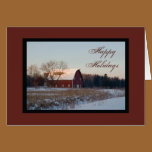 Snowy Barn Happy Holidays Card cards