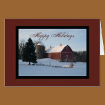 Snowy Barn Happy Holidays Card cards