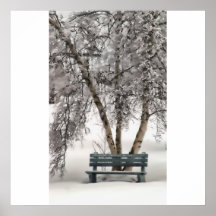 Snowy Bench Poster/Print