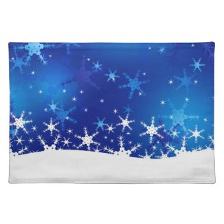 Snowy Blue Merry Christmas - Placemat