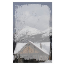 Snowy Cabin Custom Stationery