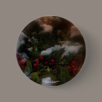 Snowy Christmas holly buttons