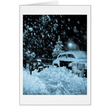 Snowy Christmas in New York City Vintage Greeting Card