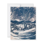 Snowy Christmas Landscape, Trees and Mountains Announcement