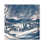 Snowy Christmas Landscape, Trees and Mountains Magnets