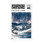 Snowy Christmas Landscape, Trees and Mountains Postage