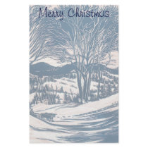 Snowy Christmas Landscape, Trees and Mountains Customized Stationery