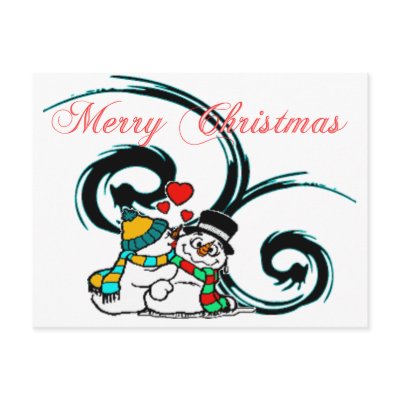 Snowy Christmas Love Postcard  by MzLisaMichelle