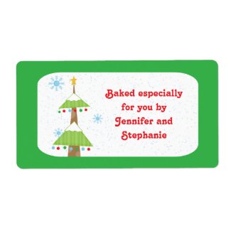 Snowy Christmas tree baked goods gift tag labels label