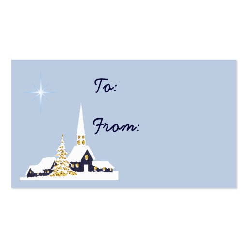 Snowy Church Christmas Gift Tags Business Card Templates (back side)