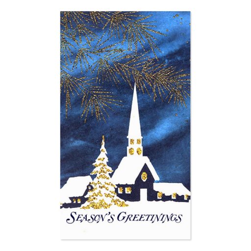 Snowy Church Christmas Gift Tags Business Card Templates (front side)