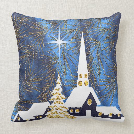 Snowy Church Christmas Pillow