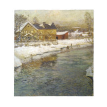 Snowy Cottage by a Canal Scratch Pads