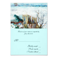Snowy country  winter wedding RSVP  invitations. Personalized Invites