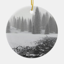christmas, forest, snow, trees, lights, digital, blasphemy, photo, Ornamento com design gráfico personalizado