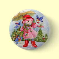 Snowy day Bluebird Afternoon buttons