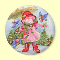 Snowy day Bluebird Afternoon magnets