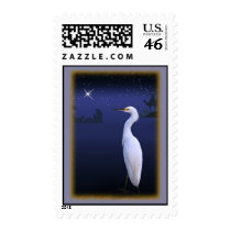 Snowy Egret Holiday Postage postage