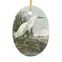 Snowy Egret, John Audubon Christmas Tree Ornaments
